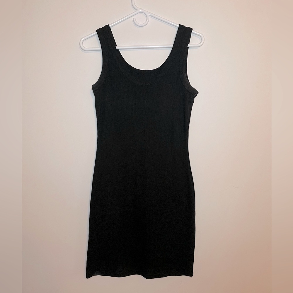 Ribbed Jersey Black Tank Dress | M